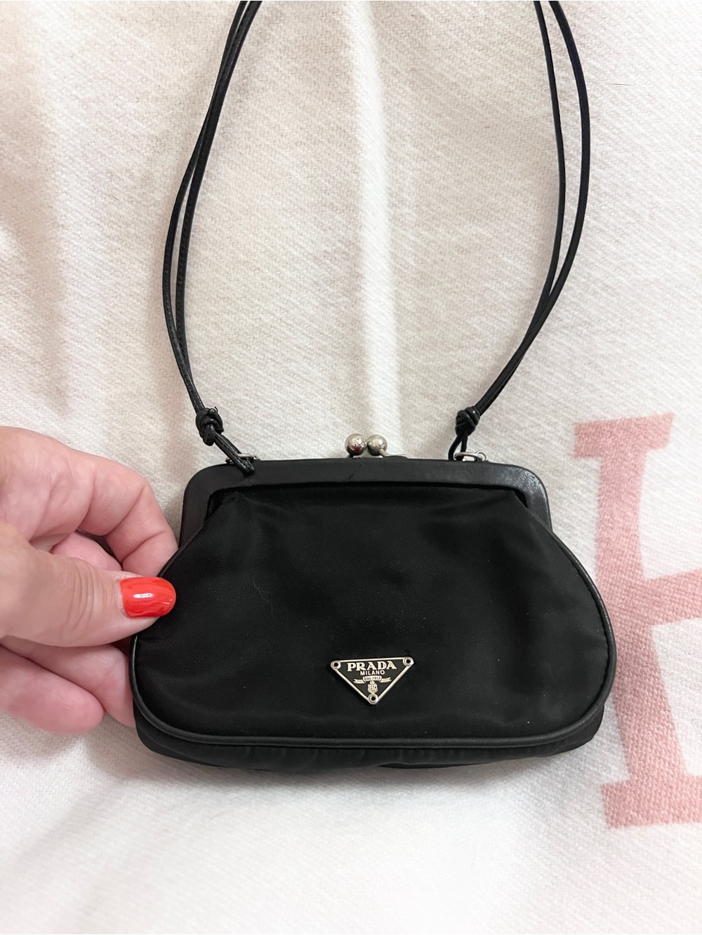 PRADA⭐️Authentic! Black Nylon Mini Frame click-lock mini tote Prada Bag - Picture 4 of 12